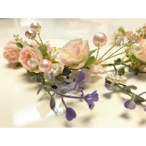 Flower Crown Floral Wreath BOHO Garland Headband for Communion Wedding Festivals - Picture 6 of 7